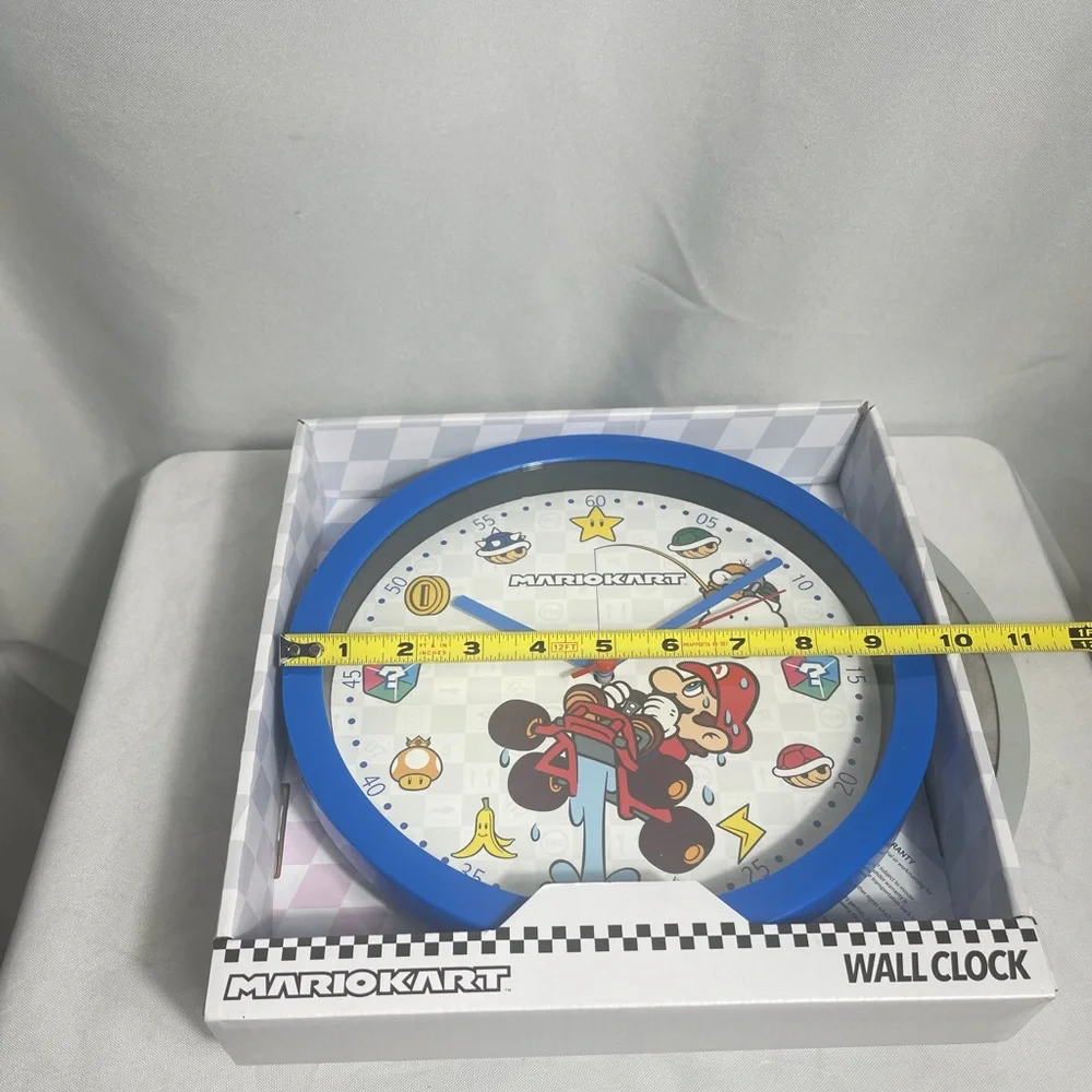 Nintendo Mario Kart Wall Clock Blue Frame Kart Racing Kids Room Decor